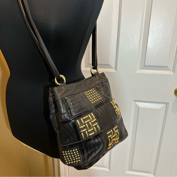 Vintage genuine leather black and gold purse - Picture 7 of 14